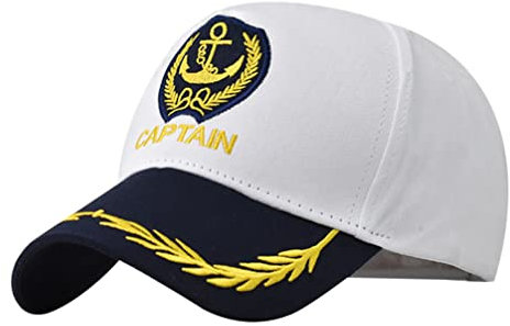 STOBOK Captain Hat Sailor Baseball Cap für Erwachsene Verstellbarer Sonnenhut Nautische Marine Bootfahren Cap für Outdoor-Aktivitäten und Freizeitkleidung, Verschiedene Farben, 26X18X12CM