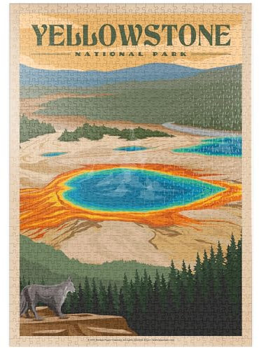 MyPuzzle Yellowstone National Park - Vibrant Colors of Grand Prismatic Spring, Vintage Travel Poster - Premium 1000 Teile Puzzle - MyPuzzle Sonderkollektion von Havana Puzzle Company