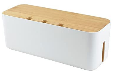 Cable Management Box| Power stripe Organizer|Cord Organizer Box| Hide and Conceal Power Strips and Electrical Cords from TVs, Computers, and Desks| Keep Pets Safe (White Large)