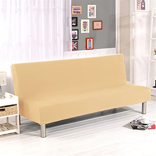Surwin Einfarbig Sofabezug ohne Armlehnen 2/3 Sitzer, Stretch Armlose Clic Clac Sofabettüberzug Bunt Sofahusse Schonbezug Protector für Klappcouch Schlafsofa (S:160-190cm,Creme)
