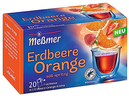 Meßmer Erdbeere-Orange | 20 Teebeutel | Glutenfrei | Laktosefrei | Vegan