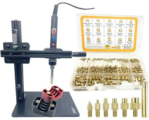 ERHT Heat Set Insert tip Tool Vertical Heat Pressing Machine Heat Brass Inserts 3D Printing and 360pcs Thread Knurled Nut M2 M2.5 M3 M4 M5 M6 (Heat Set Insert Tool)