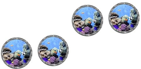 jojofuny 4piezas Pegatinas Decorativas De Pvc De Ventana Porthole Para Lavadora De Diseño De Vida Marina Para Sala De Estar y Habitación Infantil