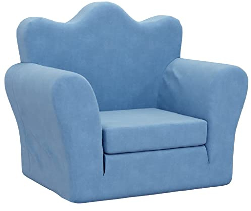 vidaXL Schlafsofa für Kinder Blau Weich Plüsch