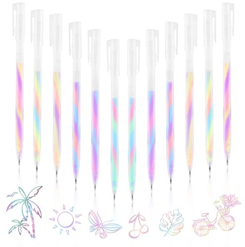 Ailvor Regenbogen Glitzer Gelstifte, 12 Stück Glitzer Gel Stifte, Glitzerstifte Gel für Kinder Erwachsene Malbuch Zeichnen Doodling Scrapbook (Pastell)
