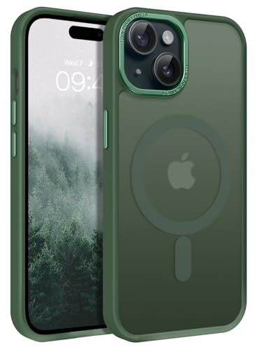 GaoBao Magnetic iPhone 15 Plus Case - Shockproof Translucent Matte Protective Cover for iPhone 15 Plus 6.7 2023, Cangye Green