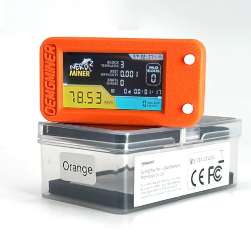 NerdMiner V2 Pro 78KH/s – T-Display S3 Bitcoin Solo Miner, 3.125 BTC Gewinn, geringerer Stromverbrauch, WiFi-Verbindung, USB-C Power – Effizientes Mining (NerdMiner V2 Pro-Orange)