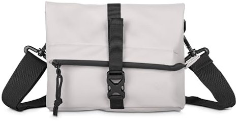 Cas8 Umhängetasche SOHO - Damenhandtasche, Schultertasche mit verstellbaren Schultergurt, Crossbody Tasche, flexibles Volumen, Clutch für Freizeit, Uni und Events, weiß