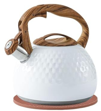 OUYUE Wasserkessel Pfeifkessel Teekessel, Pfeifender Teekessel, Teekessel Für Den Herd, Teekanne Aus Lebensmittelechtem Edelstahl Mit Holzgriff Flötenkessel Teekessel(A)