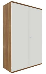 Geramöbel Flügeltürenschrank, 3 Dekor-Einlegeböden, abschließbar, 1000x425x1536, Weiß/Nussbaum