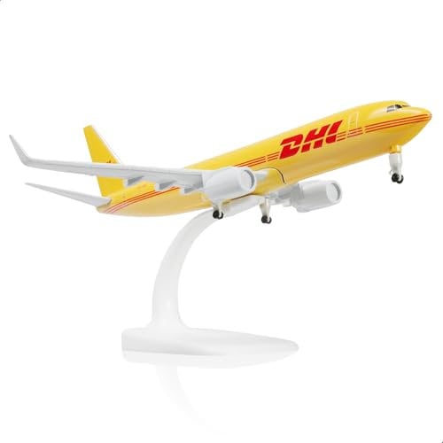 QIYUMOKE 1/300 737 Flugzeug-Modellbausatz aus Metalldruckguss (8,3 Zoll L) mit Ständer, für DHL 737 Flugzeugmodell für Luftfahrtgeschenke für Erwachsene, Desktop-Display-Flugzeug