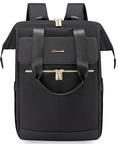 LOVEVOOK Backpack Womens, 15.6 inch Laptop Rucksack Bag for Ladies, Waterproof Daypacks for Office Teacher Nurse, Fashion School Bags with USB Port for Work University Travel Business, Black