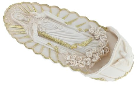 QUMIIRITY Porzellan Weihwasserbecken Mit Guadalupe Elegante Wanddekoration Für Kirche Und Zuhause Für Religiöse Zeremonien Zur Erstkommunion