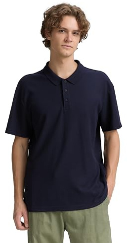 Tom Tailor Denim Herren 1048065 Relaxed Fit Poloshirt in Waffel-Optik