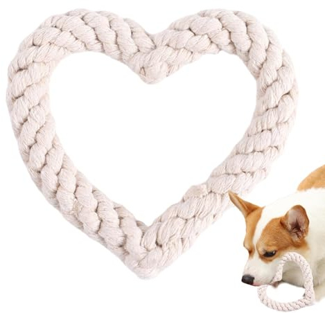 Heart Rope Dog Toy, Valentine's Day Heart Shaped Rope Dog Chew Toys, Indestructible Dog Toy, Heart Pet Chew Rope Supplies, Interactive Puppy Throwing Toy For Teaching, Teeth Cleaning, Playing