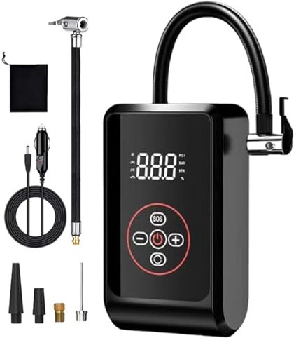 Air Pump for Car Tires | Electric Inflator for Motorcycle Wheel | Portable Air Compressor Pump Smart Electric Tire Inflator for Car, Motorcycle, Bike