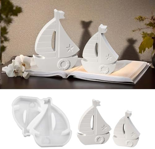 WIKIMO 1 Stück von 2 Segelboot Silikonformen Gießformen, Silikonform Maritim für Kerzen, Gips & Epoxidharz, DIY Silikonform Sommer Deko & Handwerk