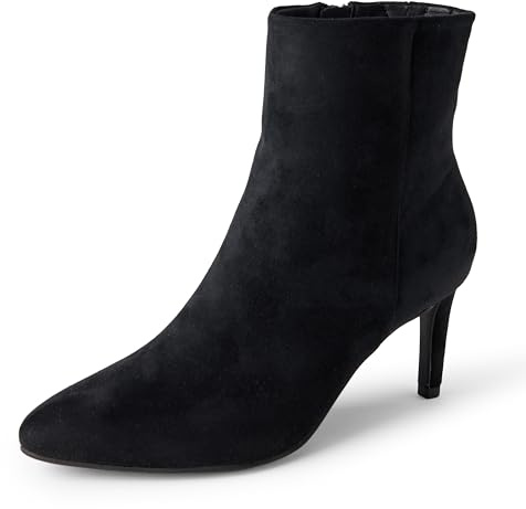 Amazon Essentials Stivali Eleganti con Tacco a Spillo Donna, Nero Finta Scamosciato, 37 EU