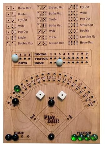 Steowsey Baseball Dice Board Game Wooden Dice and Board Game Interactive Double Table Game Fun Sports Toy