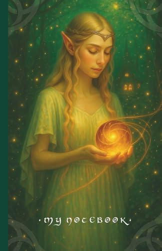 Lined Fantasy Notebook Journal – Elven Princess in Enchanted Forest: Beautiful Full Colour Magical Fantasy Cover – 100 Light Cream Lined Pages
