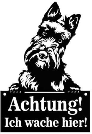 Anwicar Vorsicht Hund Schild - Warnschild aus Stahl 1,5 mm - Wetterfestes Hundeschild für Außen - Achtung Hund Türschild - Hunde Schilder Gartenzaun - Schnauzer - Schwarz