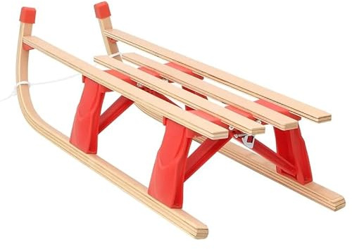 Klappschlitten Holz 110 cm - Faltbarer Schlitten für Kinder & Erwachsene, robust & wendig für Schneespaß im Garten oder Berge