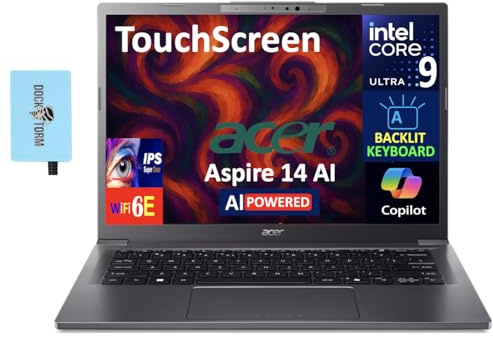acer Aspire Creator Laptop 14.0 Touchscreen IPS WUXGA Display (Intel Ultra 9-288V, 32GB LPDDR5X, 1TB PCIe SSD, Intel Arc 140V, Backlit KB, 2 Thunderbolt 4, Win 11 Pro) w/DKZ USB Port Expander