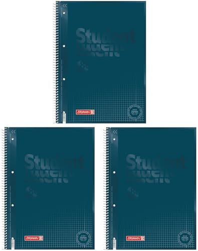 BRUNNEN Collegeblock Premium Student Colour Code | A4, Lineatur 28, 80 Blatt, denim (A4 (Packung mit 3))