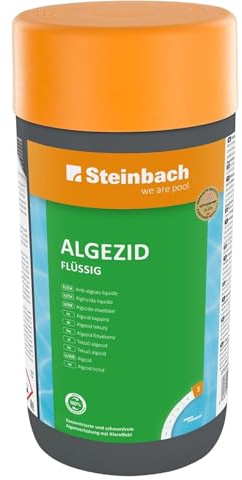 Steinbach Algizid Algenverhütung 1 l | Algenvernichter für Pool & Schwimmbad | präventiver Schutz vor Algen Bakterien & Pilzen | für sauberes klares Wasser | Poolpflege