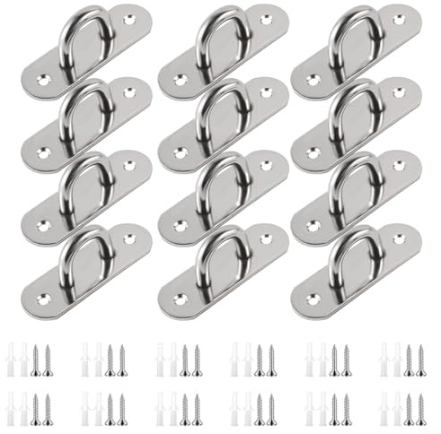 12er Pack Edelstahl Ellipsenhaken M5 45x15mm, Massive Wand- und Deckenhalterung für Pflanzen Lampen Körbe, Rostfrei Silber(Silver)