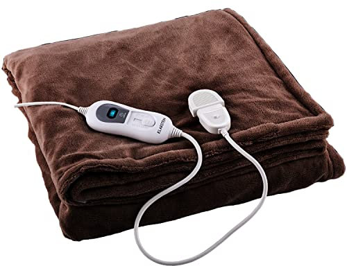 Klarstein XL Wärmedecke, 120 W Heizdecke mit Abschaltautomatik, Kuscheldecke fürs Bett, Sofa & Camping, Elektrische Groß, Energiesparend & Waschbar, Decke 180x130 cm