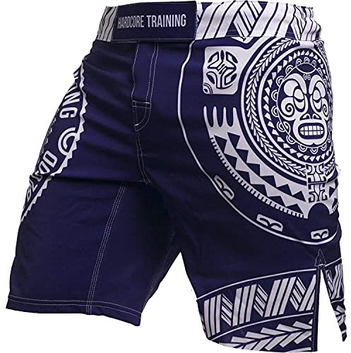 Hardcore Training Ta Moko Blue Fight Shorts Homme Combat Shorts Arts Martiaux MMA BJJ Fitness Muay Thai Boxe Grappling No Gi