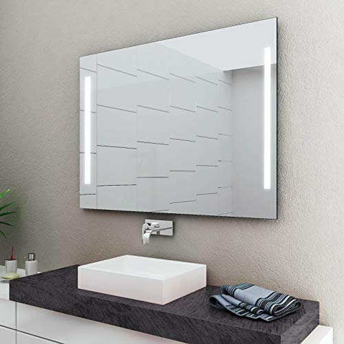Concept2u® Badspiegel Enjoy Badezimmerspiegel mit 4.000K neutralweißer Beleuchtung 100 cm Breit x 80 cm Hoch Licht Links+RECHTS