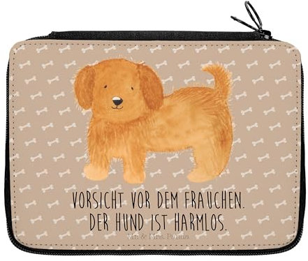 Mr. & Mrs. Panda Federmappe Hund Flauschig - Geschenk, Federmäppchen, Hundeliebe, Motiv, Frauchen, Hundemama, Stiftetasche, Sprüche, Tierliebhaber,