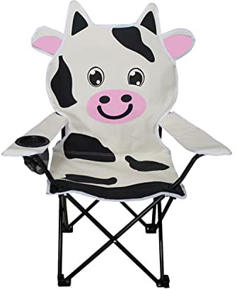 Kinder Anglersessel Campingstuhl Faltstuhl Anglerstuhl Motiv Kuh mit Getränkehalter und Tasche, für Entspannen, Platzsparend, Blau