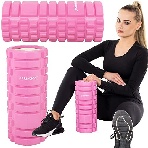 Faszienrolle PinkRoll: Mini Foam Roller und Massageball für Wirbelsäule, Rücken und Fußmassage – Pilatesrolle für Yoga und Fitness – SPRINGOS