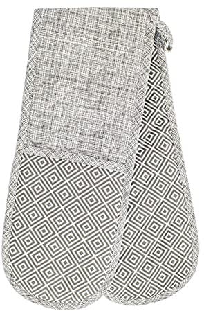 Oven Gloves, Grey, Double Oven Mitts, Heat Resistant Cooking Gloves, Machine Washable Catering, BBQ, Kitchen, Baking Mitts, Double Oven Gloves, Pot Holders