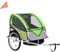 Fahrradanhänger für Kinder und Kinderwagen, 2-in-1, Transportwagen für Haustiere, faltbar, mit Handbremse, Rädern mit Reflektoren, Sichtfenster, blau und grau