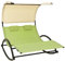 vidaXL Doppel Sonnenliege mit Sonnendach Doppelliege Gartenliege Liege Gartenmöbel Relaxliege Strandliege Freizeitliege Textilene Grün Creme