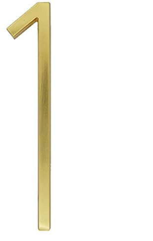 YZDKJ 127mm Golden Floating Modern House Number Satin Brass Door Home Address Numbers For House Digital Outdoor Sign Plates 5 In. #1 (Color : 1)