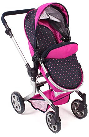 Bayer Chic 2000 - Puppenwagen Mika, 2in1 Kombipuppenwagen für Kinder von 4 bis 8 Jahren, Dots pink