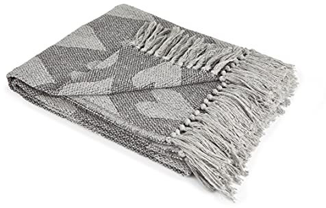 Emma Barclay Herz-Überwurf, recycelte Baumwolle, mit Herz-Design, 178 x 254 cm, Grau