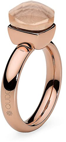 Qudo Firenze - Anello in acciaio inox color oro rosa con pietra di peach (albicocco), Acciaio inossidabile, Cristallo