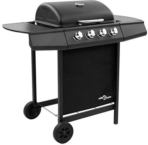 Atlojoys Électroménager de Cuisine Barbecue Gril à gaz avec 4 brûleurs Noir