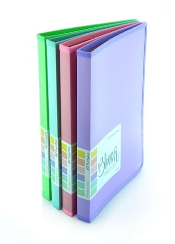 Colorline A4-Hüllenmappe mit verstärkten Stoffkanten und starren Deckeln, Indikatoren mit Innenklappe, Aufkleber und ID-Kartenfach von Office Box (40 Hüllen, lila)