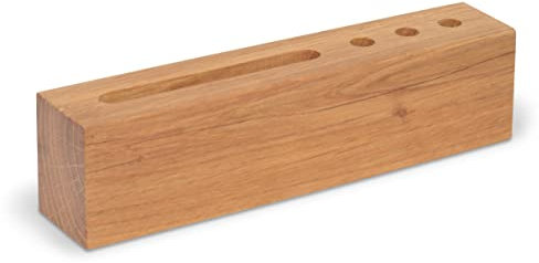 Natuhr Stifthalter Visitenkartenhalter Robert - Holz für Schreibtisch Empfangstheke Büro Praxis Zettelhalter Stifteständer Notizzettelhalter Organizer Kulihalter aus massivem Holz (Eiche geölt)