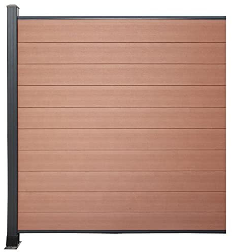 WPC Sichtschutzzaun Zaun Sichtschutz / Sichtschutz Freistehend Und Paneele Set, Dekorative Garten-Patio-Pool-Sichtschutz-Trennwand, WPC-Windschutzscheiben-Abstandshalter, Schwarzer Pfosten Und Kunstst