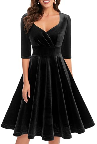 Bbonlinedress Robe Vintage de soirée Cocktail Déguisement Bal Années 50s 60s Col en V