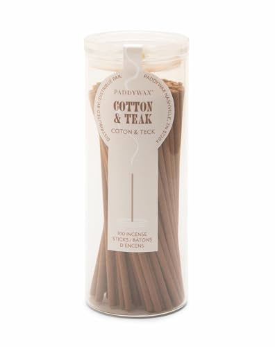 Paddywax Haze Collection Incense Sticks in Glass Jar, 100-Piece, Cotton & Teak