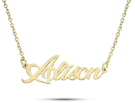 ZNA Jewels Personalised Name Necklace for Women - Customised Sterling Silver Dainty Heart Pendant, Elegant Jewellery Ideal for Birthday, Gifts for Women, Girls & Teens (18K Gold)